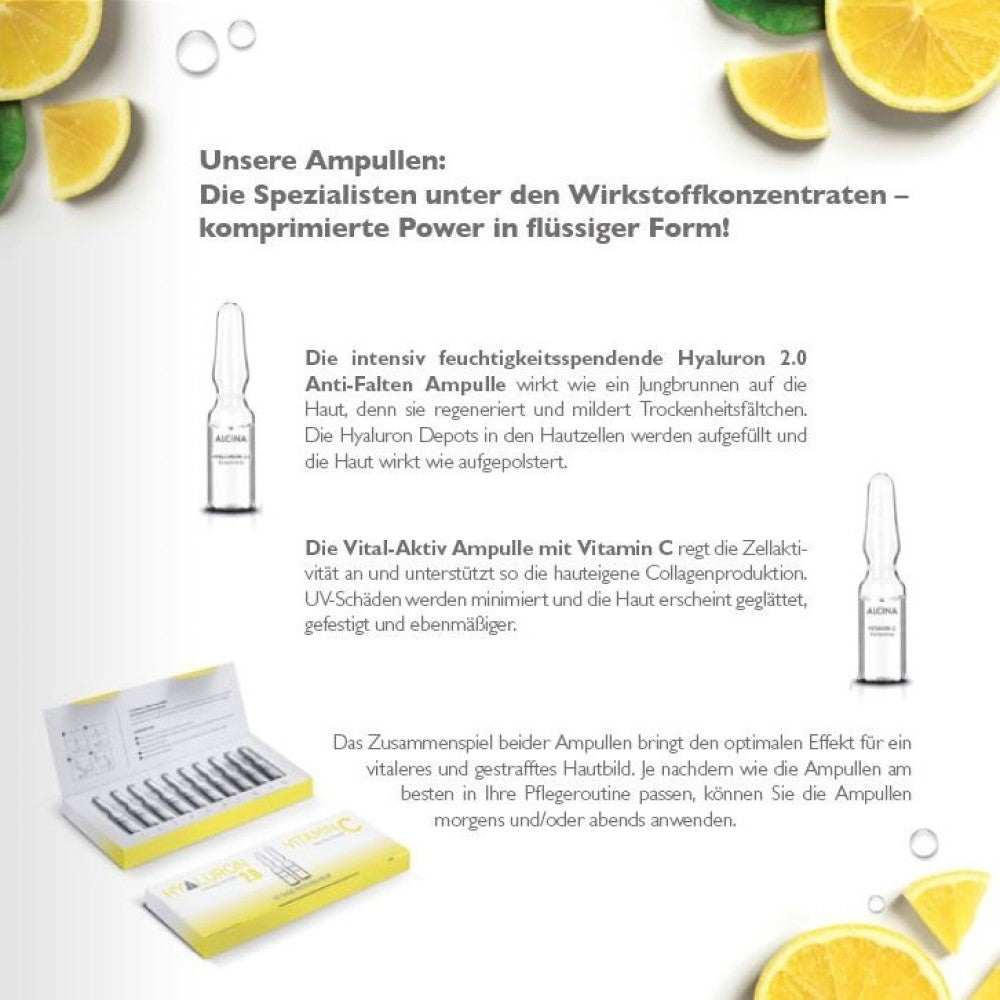 Alcina Hyaluron 2.0 / Vitamine C - traitement en ampoules - 10x1ml