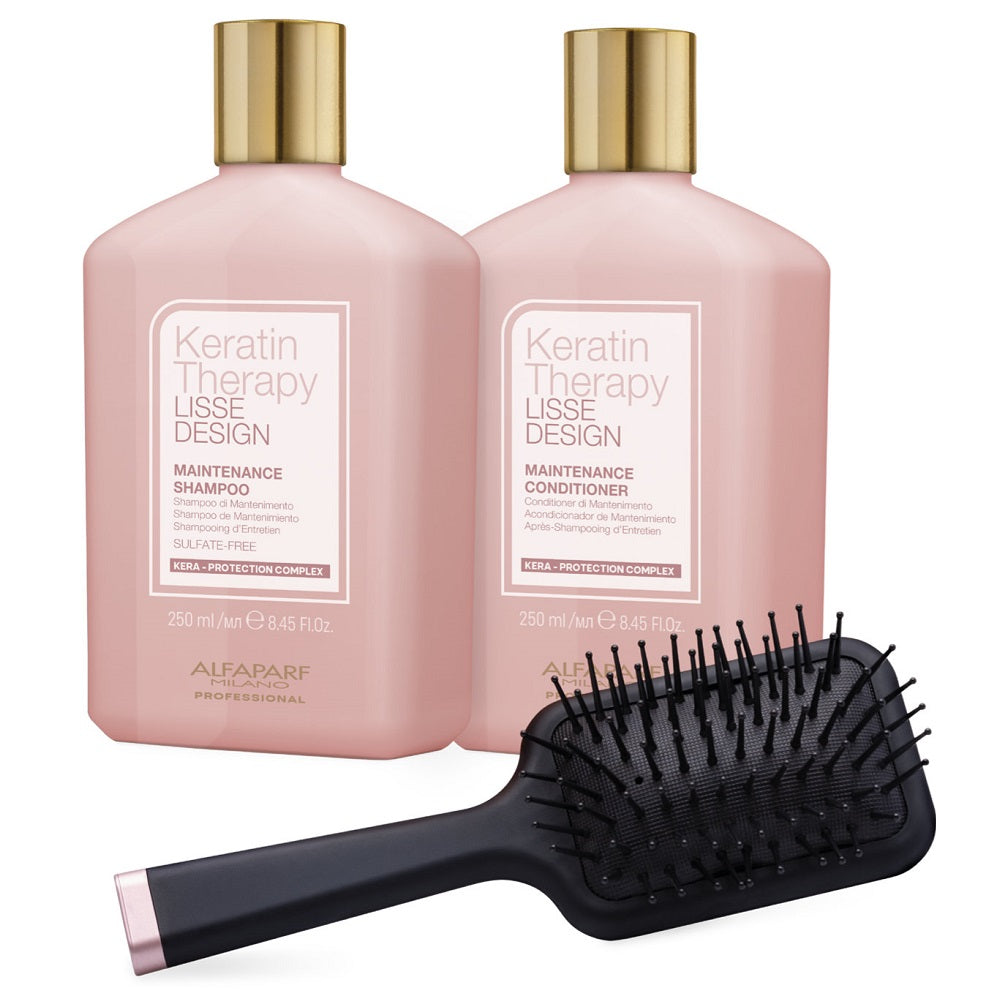 Alfaparf Milano Keratin Therapy REVITALIZING Geschenkset - Shampoo 250ml + Conditioner 250ml + Bürste