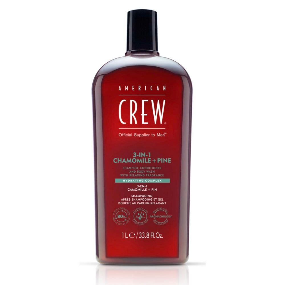 American Crew Shampoing relaxant 3 en 1 à la camomille et au pin 1000 ml