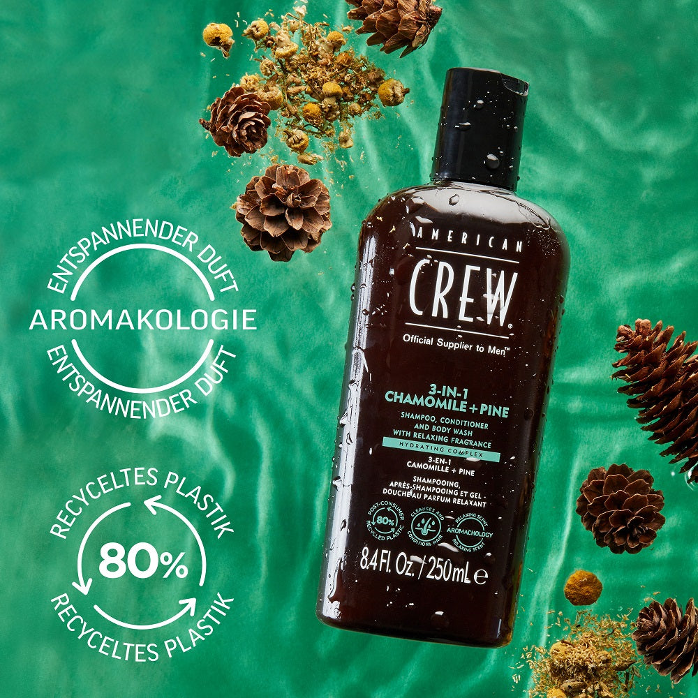 American Crew Shampoing relaxant 3 en 1 à la camomille et au pin 1000 ml