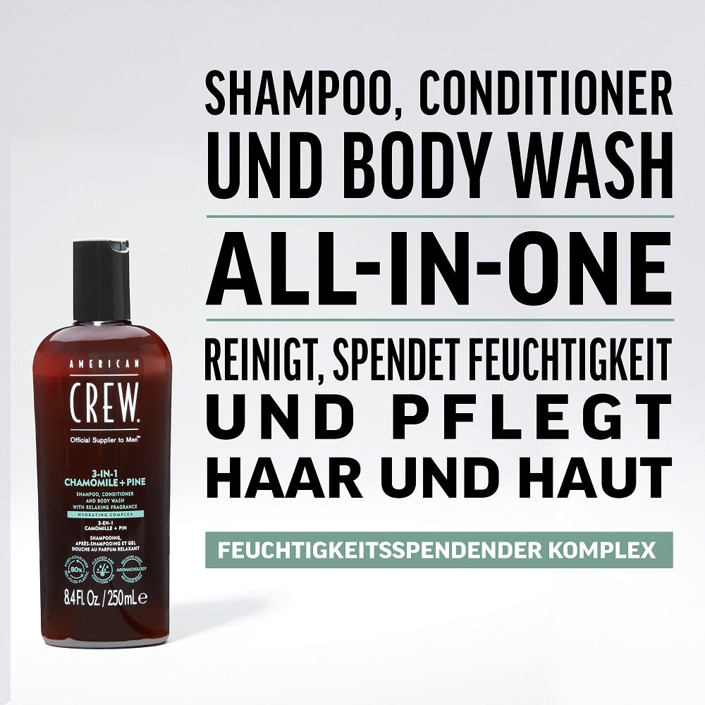 American Crew Shampoing relaxant 3 en 1 à la camomille et au pin 1000 ml