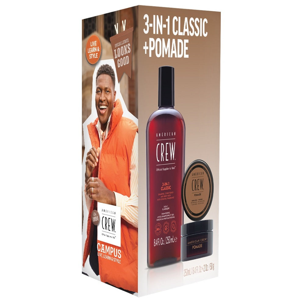 Coffret Cadeau American Crew - Shampoing Classique 3 en 1 250 ml + Pommade 50 g