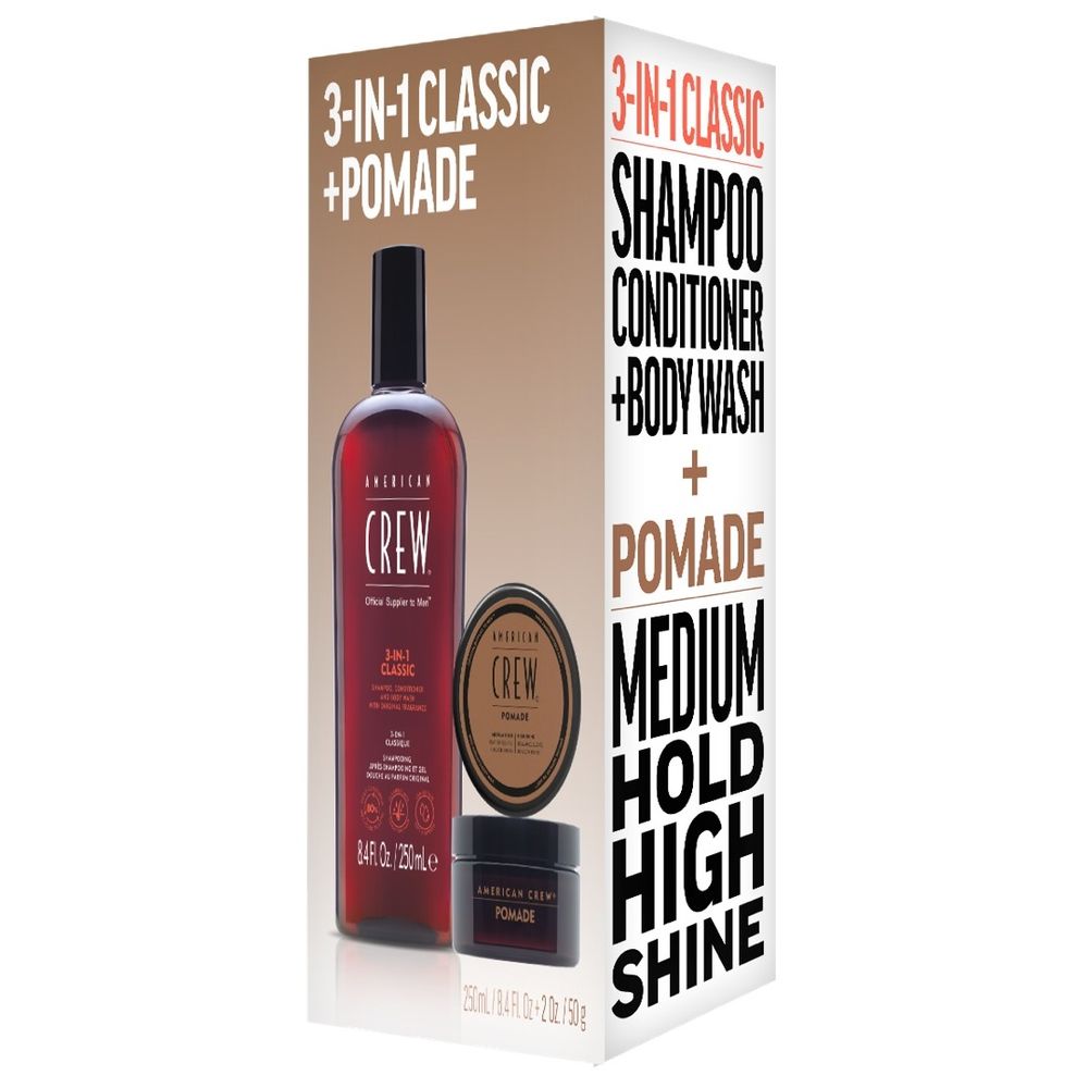 Coffret Cadeau American Crew - Shampoing Classique 3 en 1 250 ml + Pommade 50 g