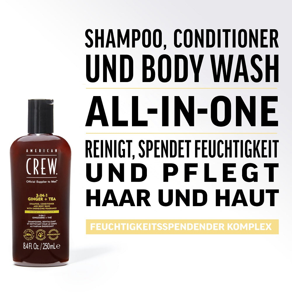 American Crew Shampooing Énergisant 3-en-1 Gingembre & Thé 1000 ml
