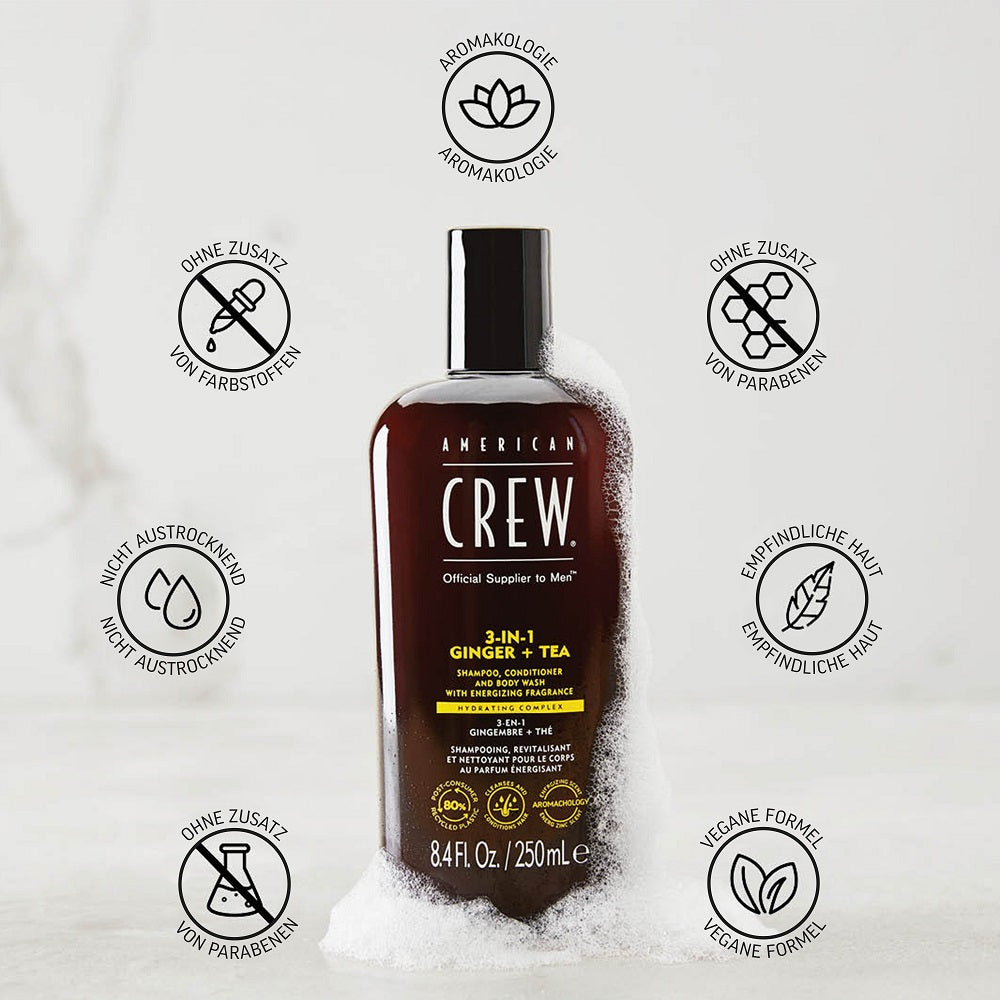 American Crew Shampooing Énergisant 3-en-1 Gingembre & Thé 1000 ml