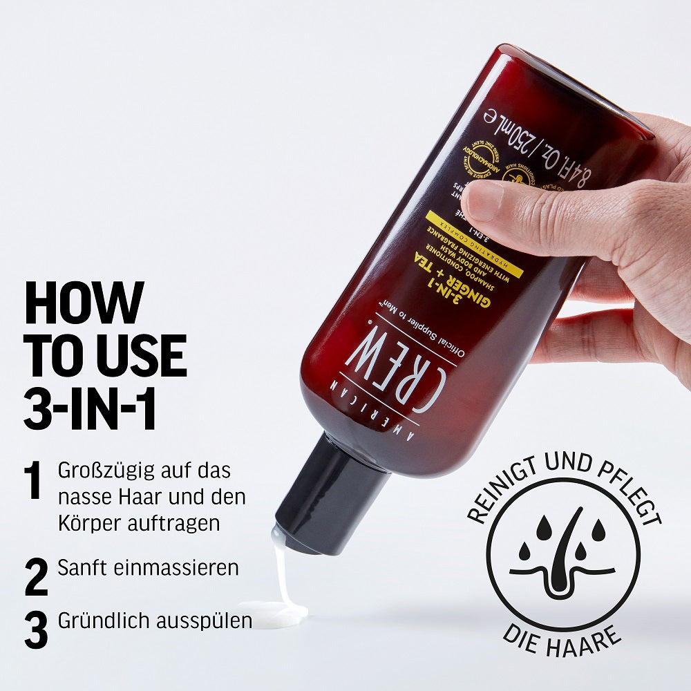 American Crew Shampooing Énergisant 3-en-1 Gingembre & Thé 1000 ml