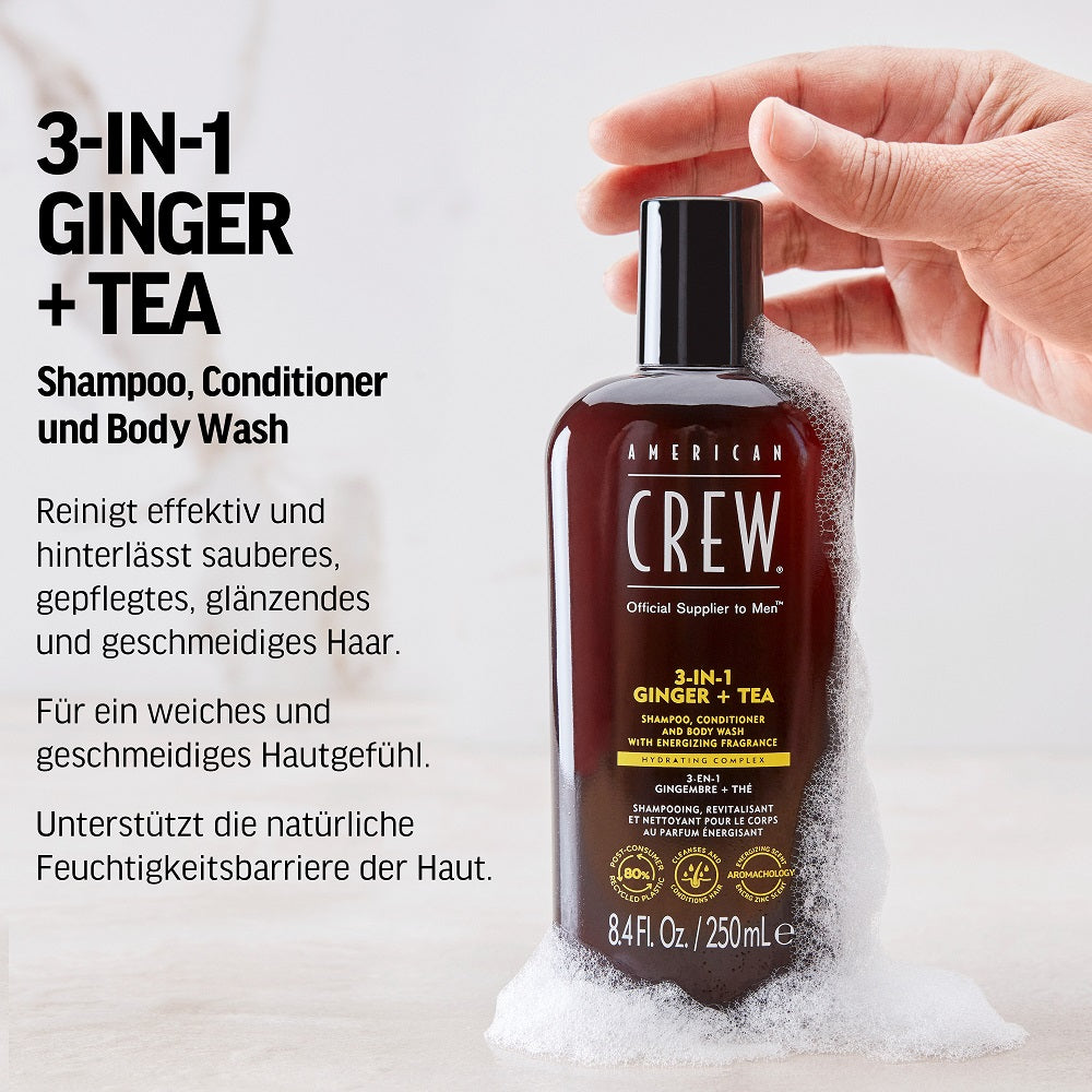 American Crew Shampooing Énergisant 3-en-1 Gingembre & Thé 1000 ml