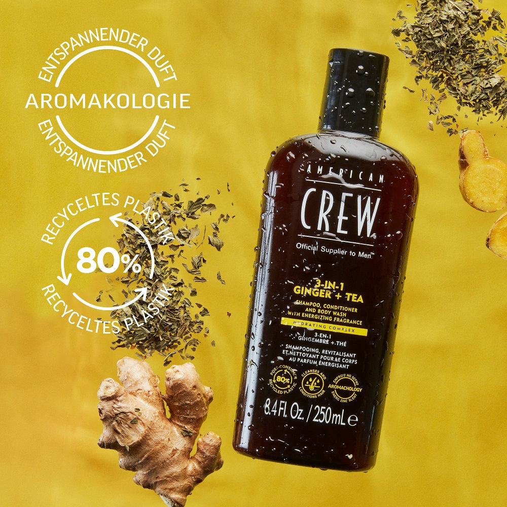 American Crew Shampooing Énergisant 3-en-1 Gingembre & Thé 1000 ml