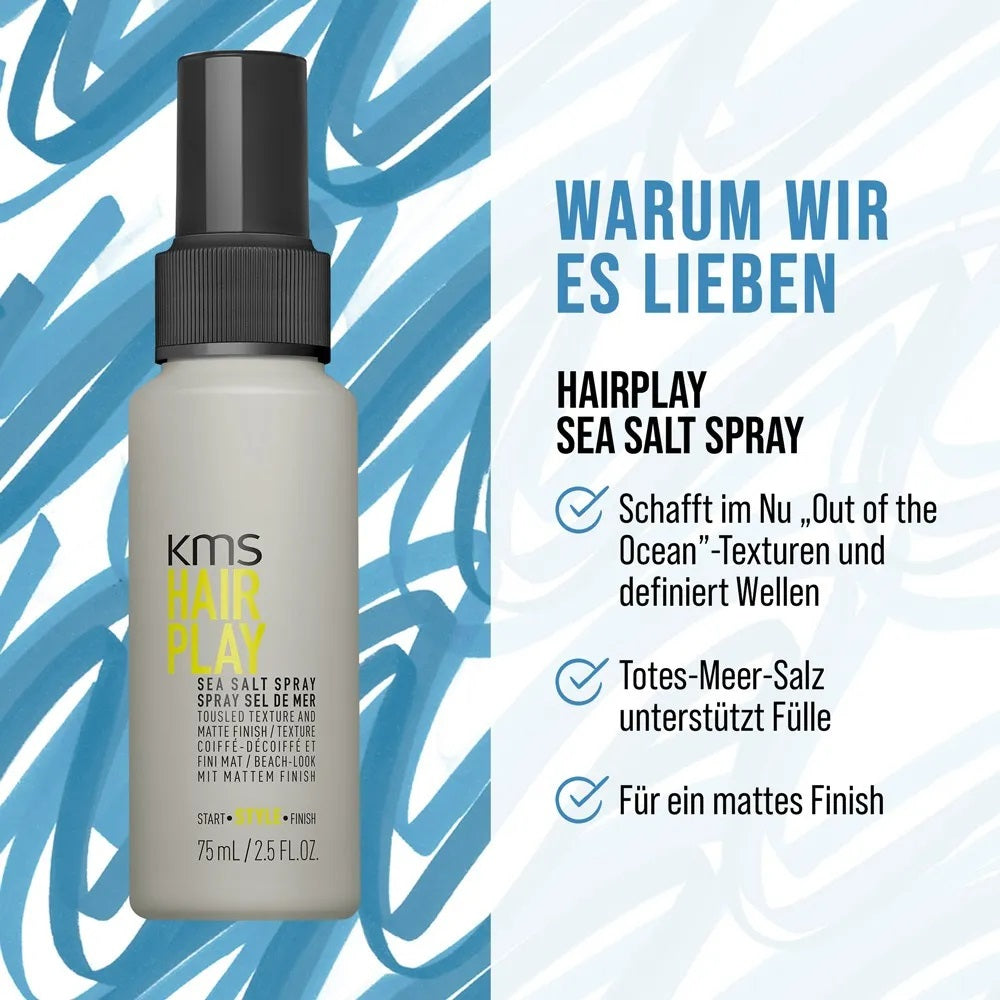 KMS Moistrepair Travel Set - Shampoo 75 ml + Conditioner 75 ml + Sea Salt Spray 75 ml + Cosmetic Bag