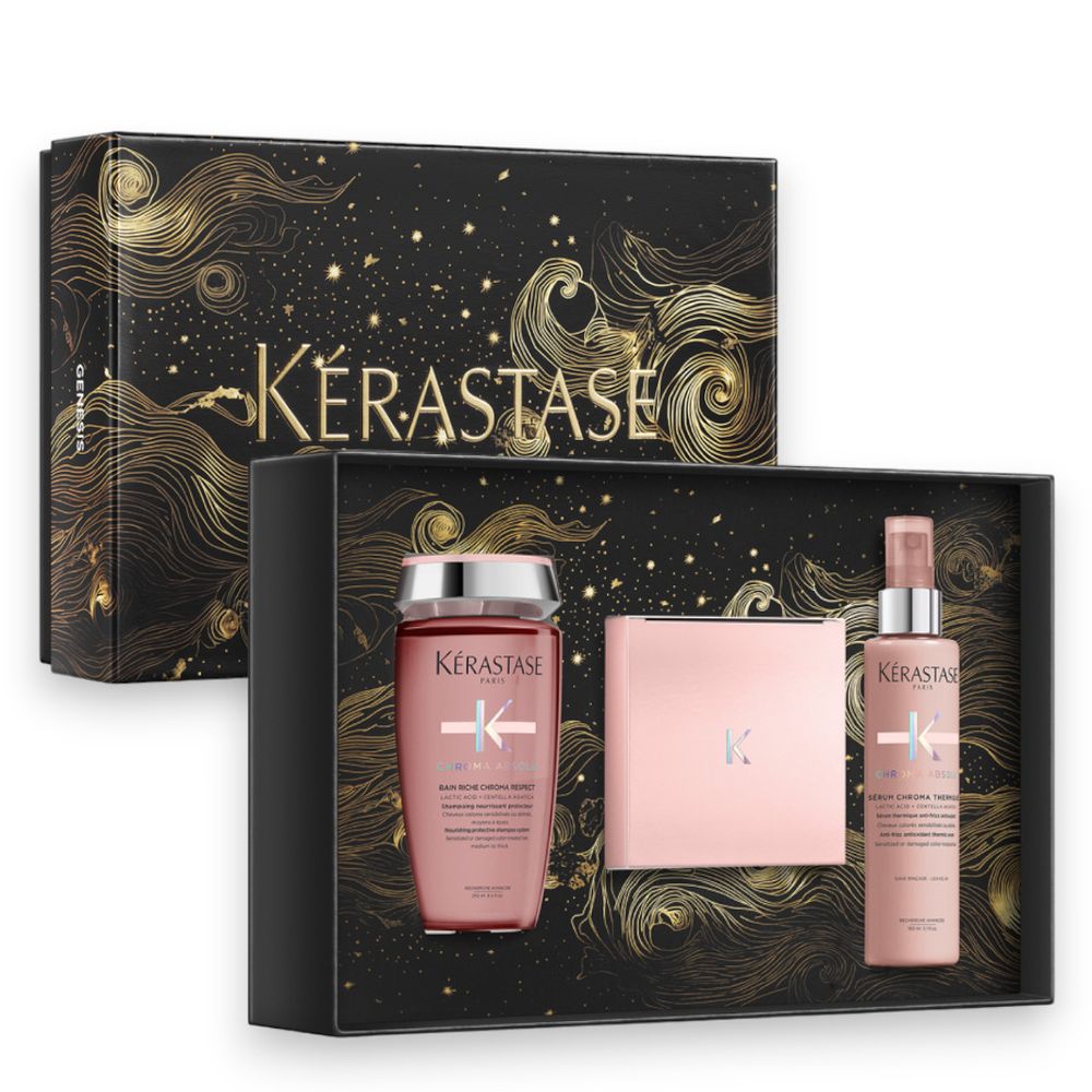 Kèrastase Chroma Absolu Masque Holiday Coffret - Bain Chroma Respect Riche 250 ml - Masque Chroma Filler 200 ml - Sérum Chroma Thermique 150 ml