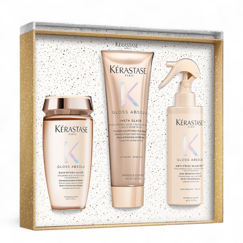 Kérastase Gloss Absolu Fondant Holiday Set – Bain Hydra-Glaze 250 ml + Fondant 250 ml + Glaze Milk 190 ml