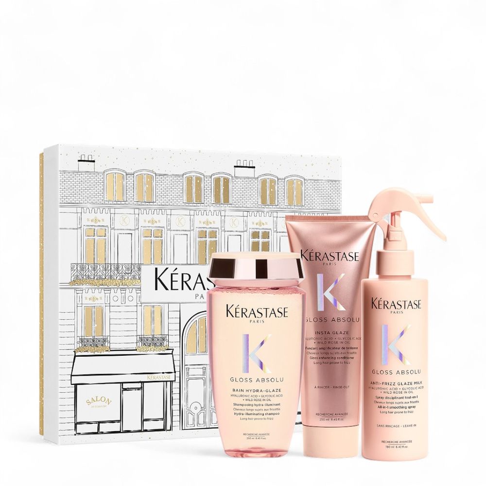 Kérastase Gloss Absolu Fondant Holiday Set – Bain Hydra-Glaze 250 ml + Fondant 250 ml + Glaze Milk 190 ml