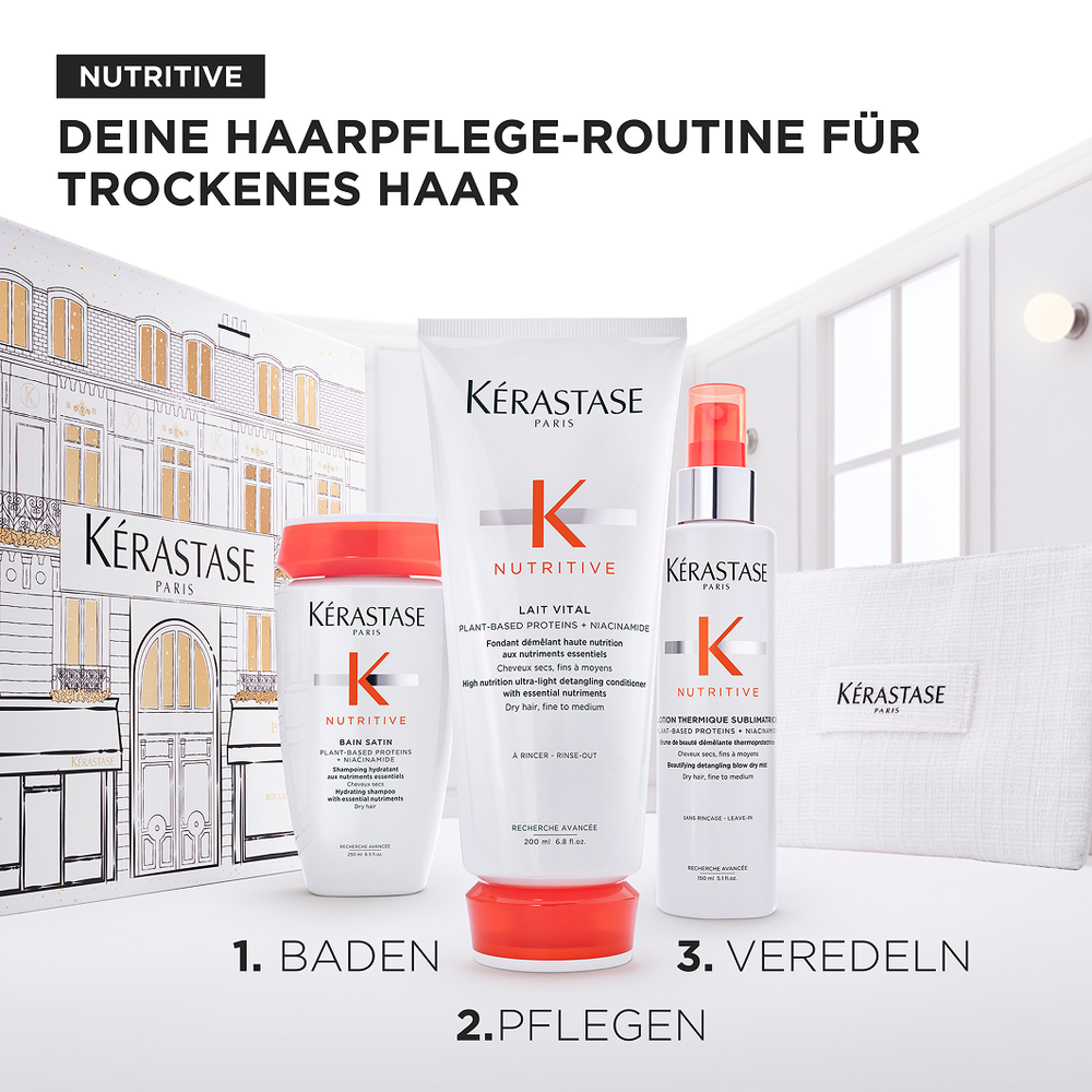 Kérastase Nutritive Fondant Holiday Set – Bain Satin 250 ml + Lait Vital 200 ml + Nectar Thermique 150 ml