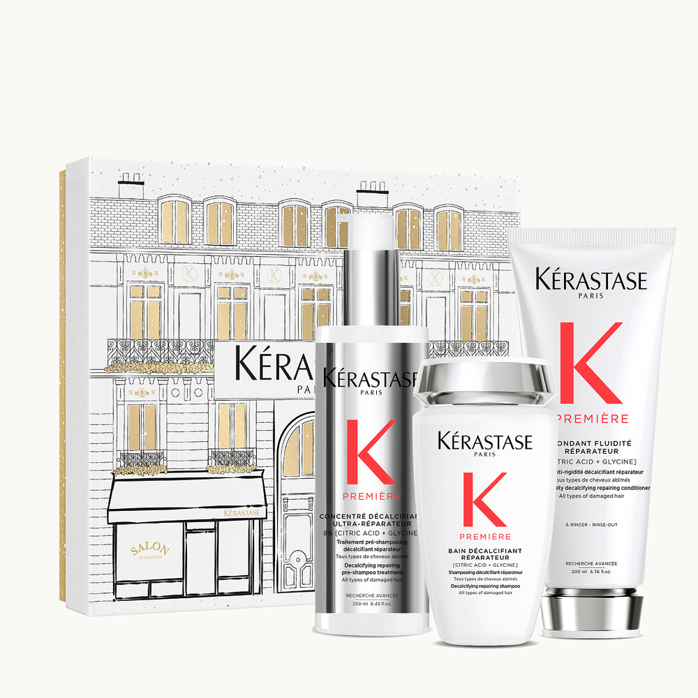Kérastase Première Fondant Holiday Set – Bain Décalcifiant 250 ml + Fondant Fluidité Réparateur 250 ml + Concentré Décalcifiant Ultra-Réparateur 250 ml