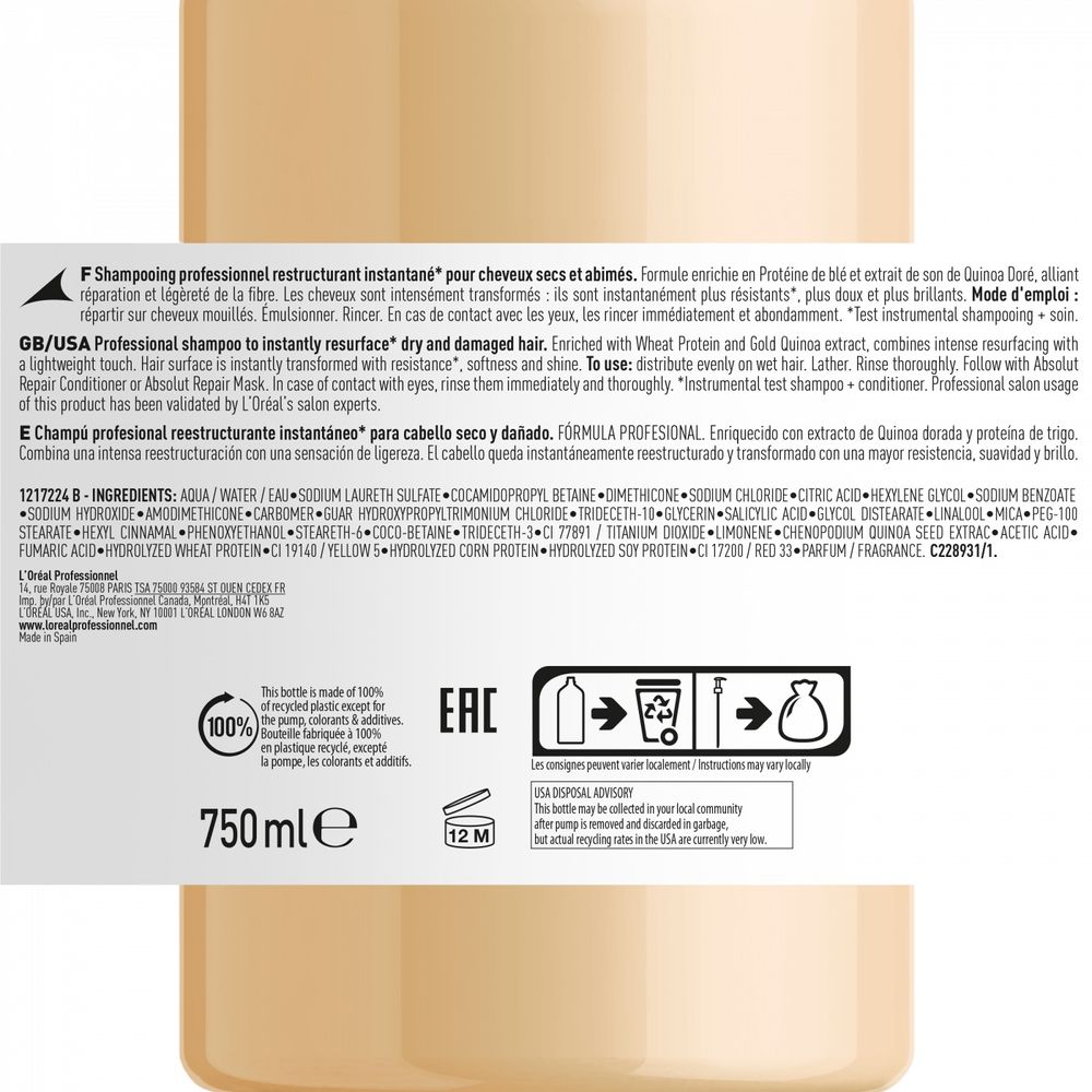 L'Oréal Professionnel Série Expert Absolut Repair Shampooing 1500 ml