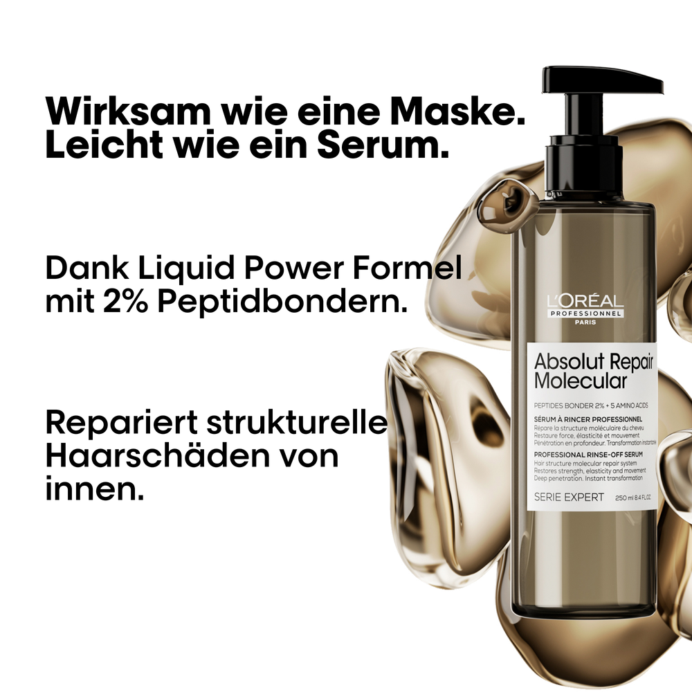 L'Oréal Professionnel Série Expert Absolut Repair Molecular Trio Geschenkset – Shampoo 300 ml + Rinse-Off Serum 250 ml + Leave-In 50 ml