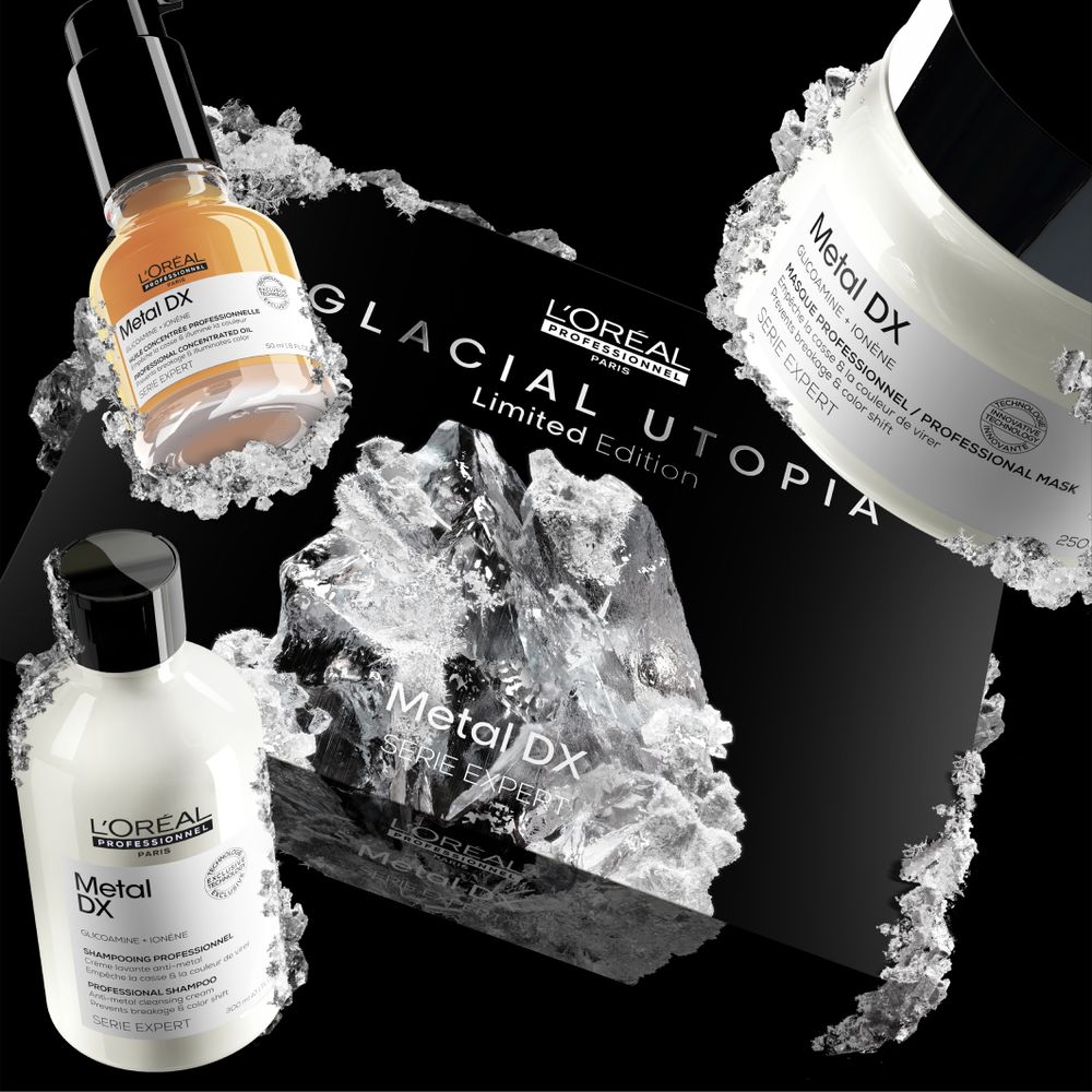 L'Oreal Professionnel Serie Expert Metal Detox Geschenkset Trio - Shampoo 300 ml + Mask 250 ml + Öl 50 ml