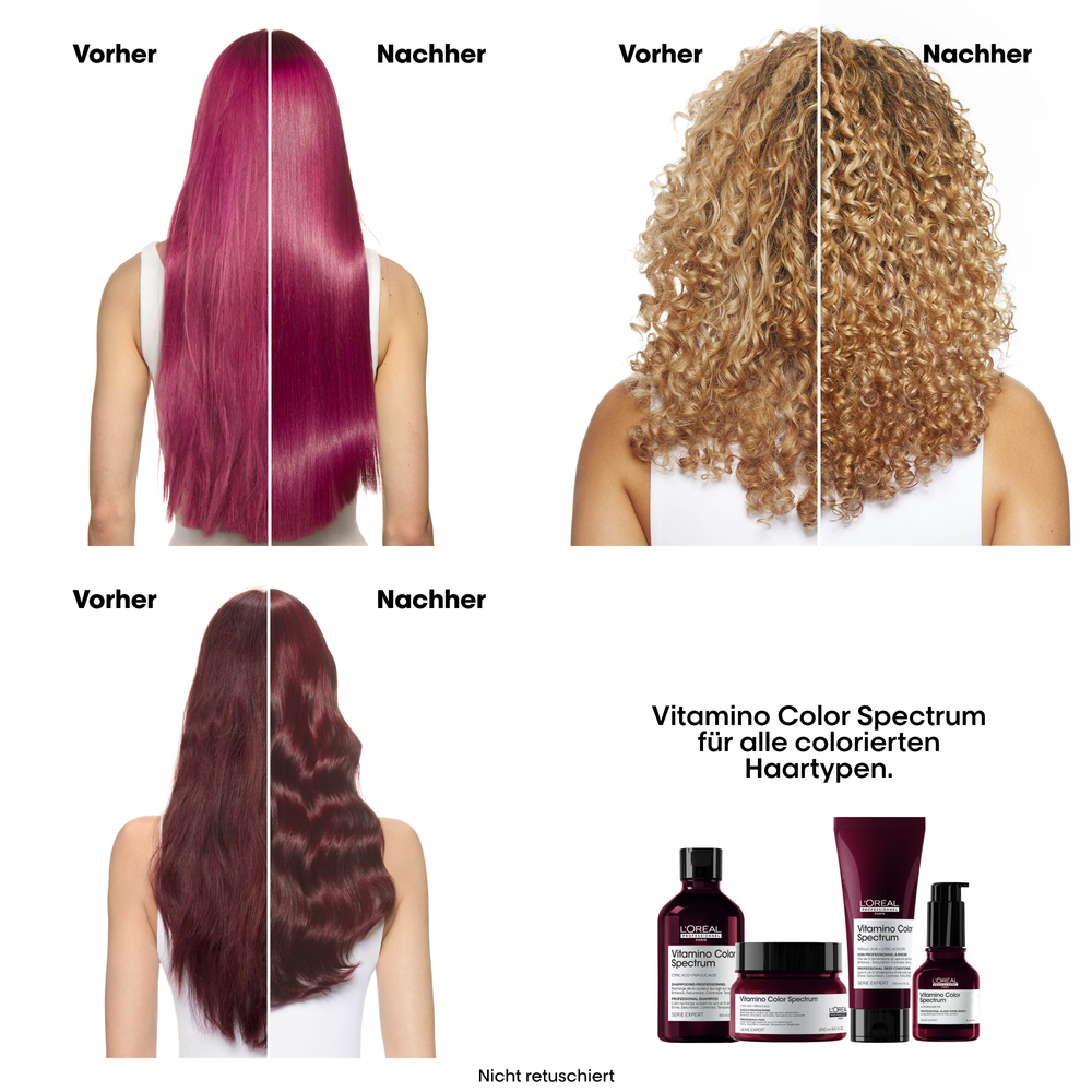 L'Oréal Professionnel Série Expert Vitamino Color Spectrum Trio Geschenkset – Shampoo 300 ml + Conditioner 250 ml + Glass Shine Serum 50 ml