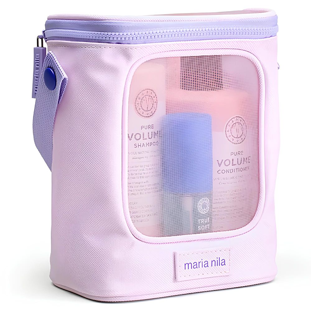 Maria Nila Pure Volume Beauty Bag - Shampoo 350 ml + Conditioner 300 ml + Argan Oil 30 ml + Kosmetiktasche