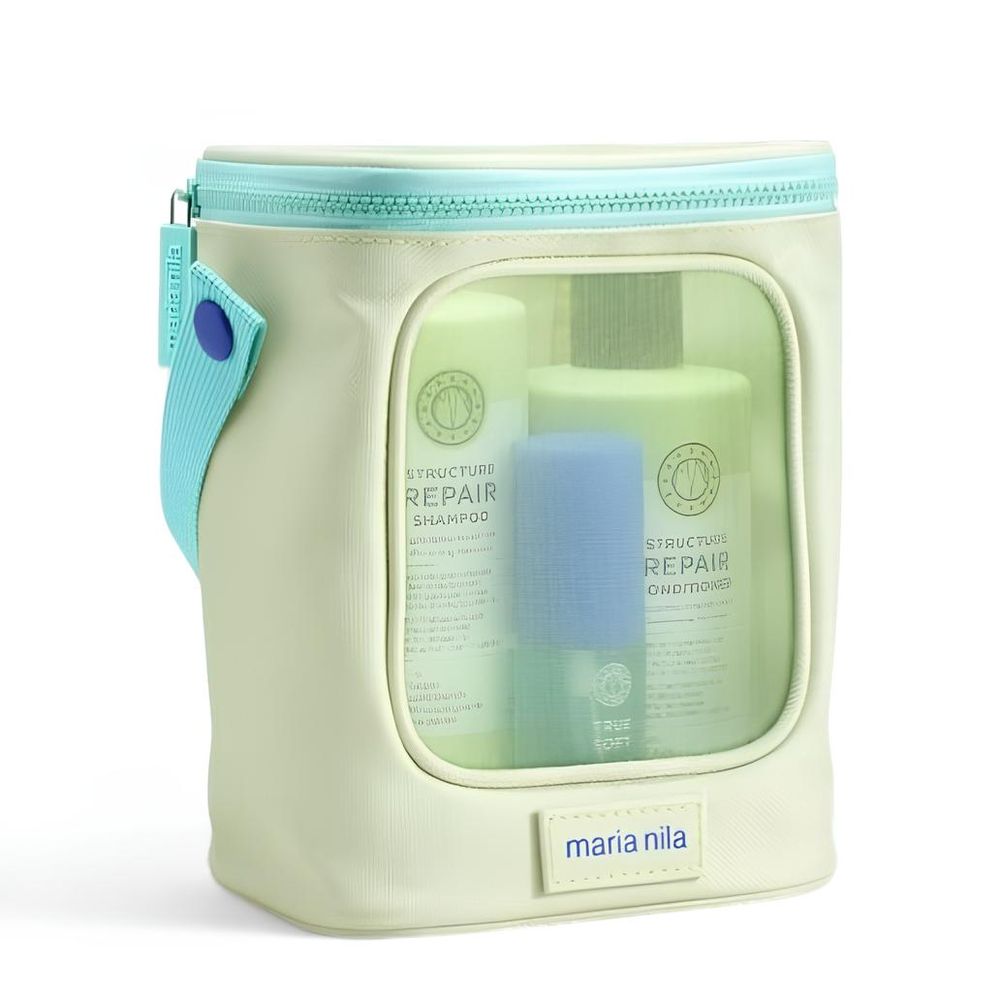Maria Nila Structure Repair Beauty Bag - Shampoo 350 ml + Conditioner 300 ml + Argan Oil 30 ml + Kosmetiktasche