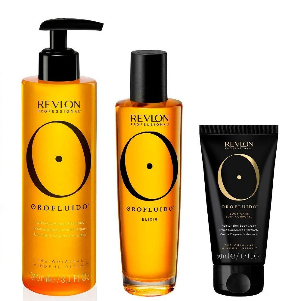 Coffret Orofluido - Shampoing 240 ml + Elixir 100 ml + Crème Corps 50 ml