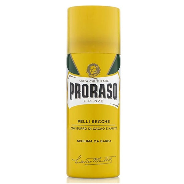 Mousse à raser jaune Proraso 50 ml - Pelli Secche
