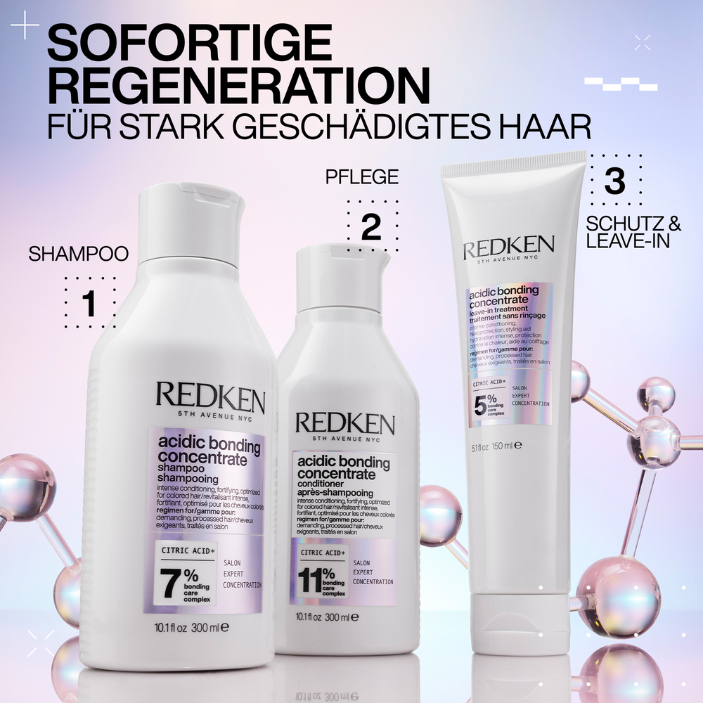 Redken Acidic Bonding Concentrate Geschenkset – Shampoo 300 ml + Conditioner 300 ml + Leave-In Treatment 150 ml