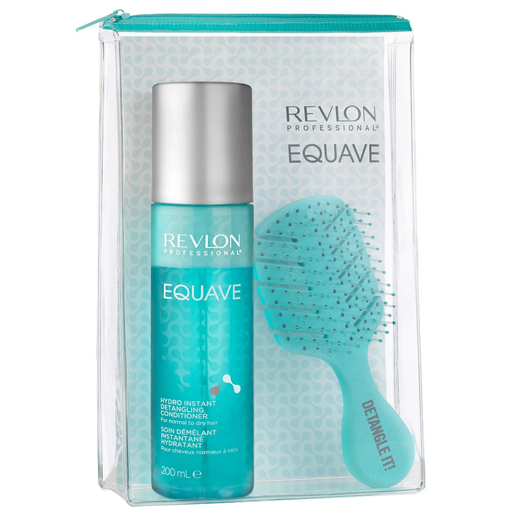 Revlon Equave Brush Pack Set - Hydro Detangling Conditioner 200ml + free Hair Brush