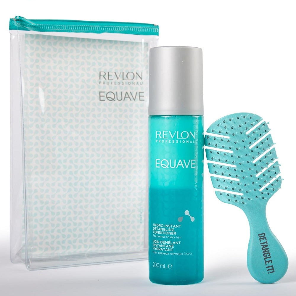 Revlon Equave Brush Pack Set - Hydro Detangling Conditioner 200ml + free Hair Brush
