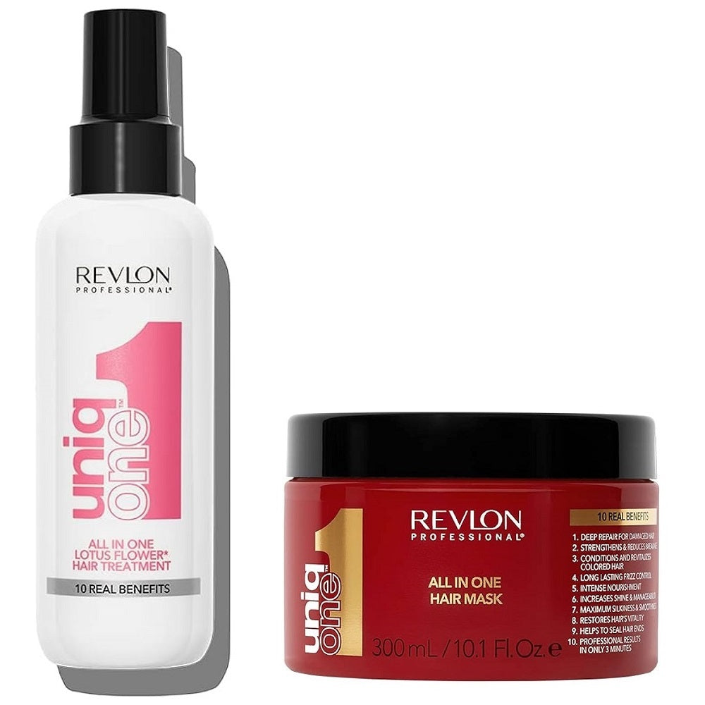 Revlon Uniq One Set Traitement Capillaire Tout En Un à la Fleur de Lotus 150 ml + Masque Capillaire 300 ml