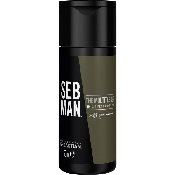 Shampooing 3 en 1 Sebastian SebMan The Multitasker 50 ml - Gel douche, barbe et cheveux