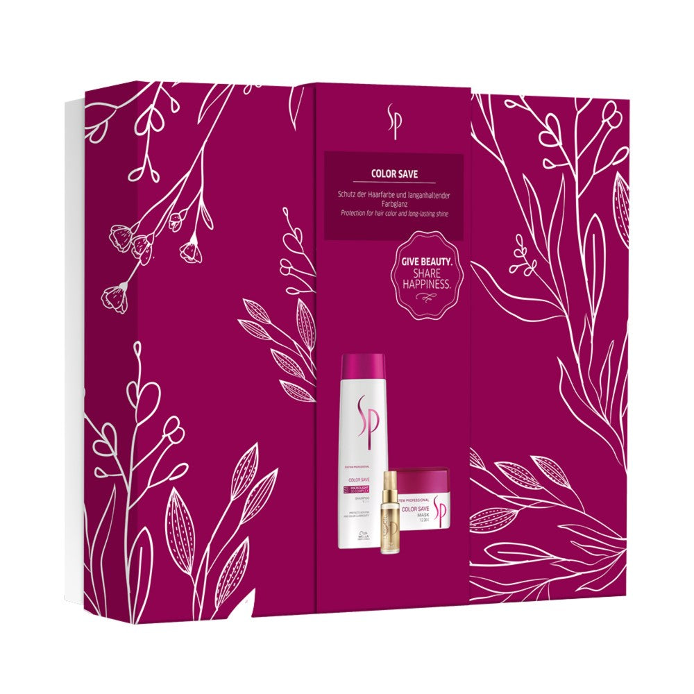 Wella SP System Professional Color Save Coffret Cadeau - Shampoing 250 ml + Masque 200 ml + Huile Luxe 30 ml