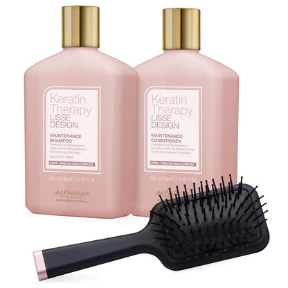 Alfaparf Milano Keratin Therapy REVITALIZING Geschenkset - Shampoo 250ml + Conditioner 250ml + Bürste
