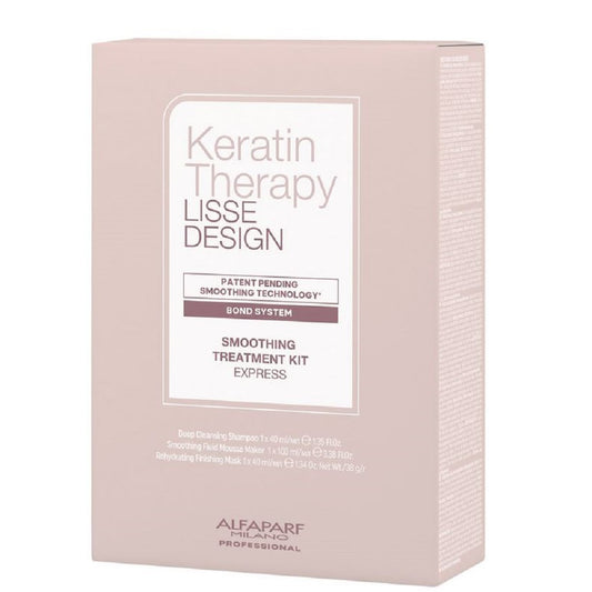 Alfaparf Milano Keratin Therapy Kit de traitement lissant - Shampooing nettoyant en profondeur 40 ml + Masque de finition réhydratant 40 ml + Mousse fluide lissante 100 ml