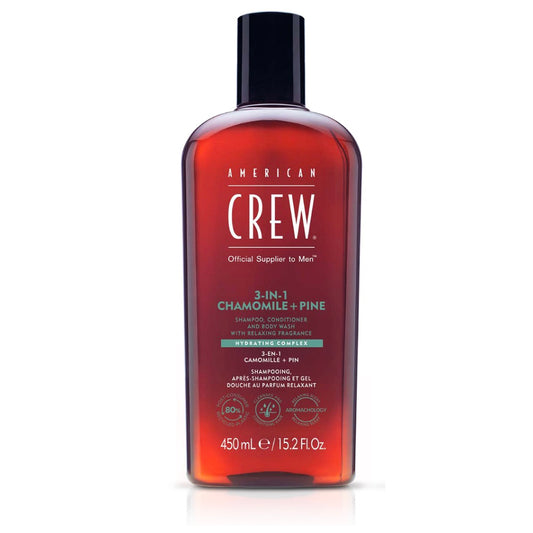 American Crew Shampoing relaxant 3 en 1 à la camomille et au pin 450 ml