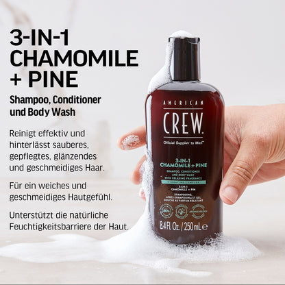 American Crew Shampoing relaxant 3 en 1 à la camomille et au pin 450 ml