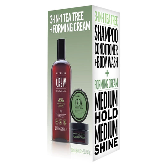 Coffret American Crew - Shampoing 3 en 1 à l'arbre à thé 250 ml + Crème Formante 50 g