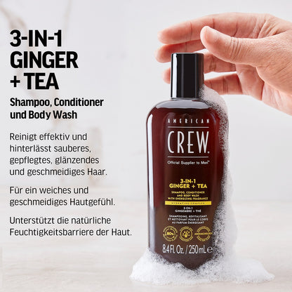 American Crew Shampooing Énergisant 3-en-1 Gingembre &amp; Thé 250 ml