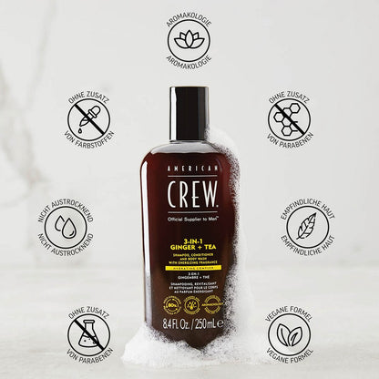 American Crew Shampooing Énergisant 3-en-1 Gingembre &amp; Thé 450 ml
