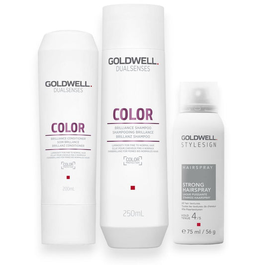 Goldwell Dualsenses Color Brilliance Set - Shampoo 250ml + Conditioner 200ml + Haarspray gratis