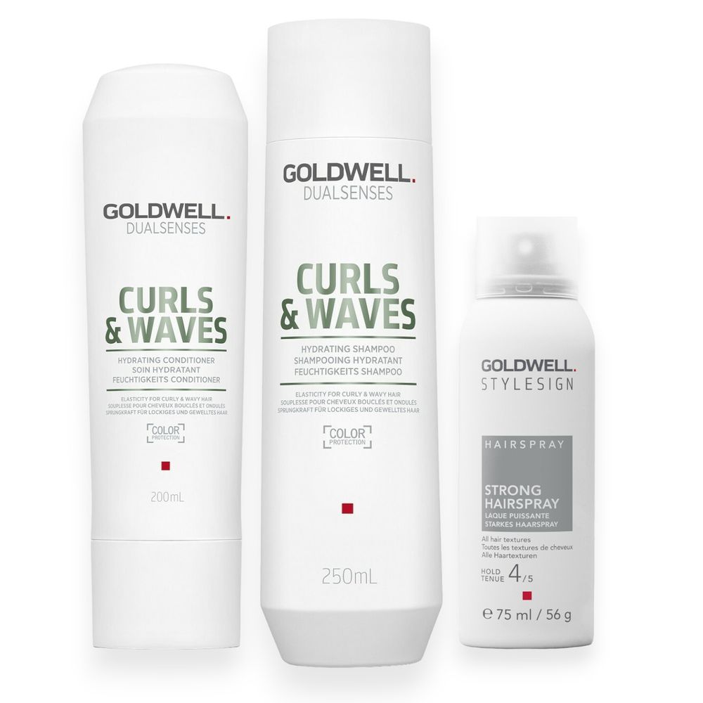 Goldwell Dualsenses Curls &amp; Waves Set - Shampoing 250 ml + Après-shampooing 200 ml + Laque gratuite