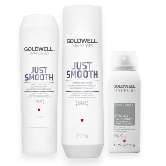 Goldwell Dualsenses Just Smooth Set - Shampoo 250ml + Conditioner 200ml + Haarspray gratis