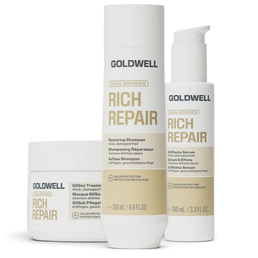 Goldwell Dualsenses Rich Repair Geschenkset – Shampoo 250 ml + Maske 200 ml + 6-Effekte Serum 100 ml