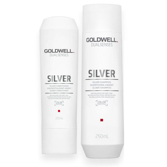 Goldwell Dualsenses Silver Set - Shampoing 250 ml + Après-shampooing 200 ml + Laque gratuite