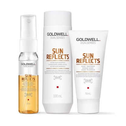 Goldwell Dualsenses Sun Reflects Sommer Set - Shampoo 100 ml + Treatment 50 ml + UV Protect Spray 30 ml