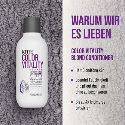 KMS Colorvitality Blonde Geschenkset - Shampoo 300 ml + Conditioner 250 ml + Quick Blow Dry 75 ml + Kosmetiktasche
