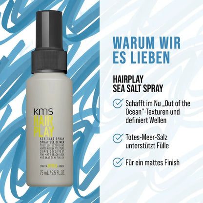 KMS Moistrepair Travel Set - Shampoo 75 ml + Conditioner 75 ml + Sea Salt Spray 75 ml + Cosmetic Bag