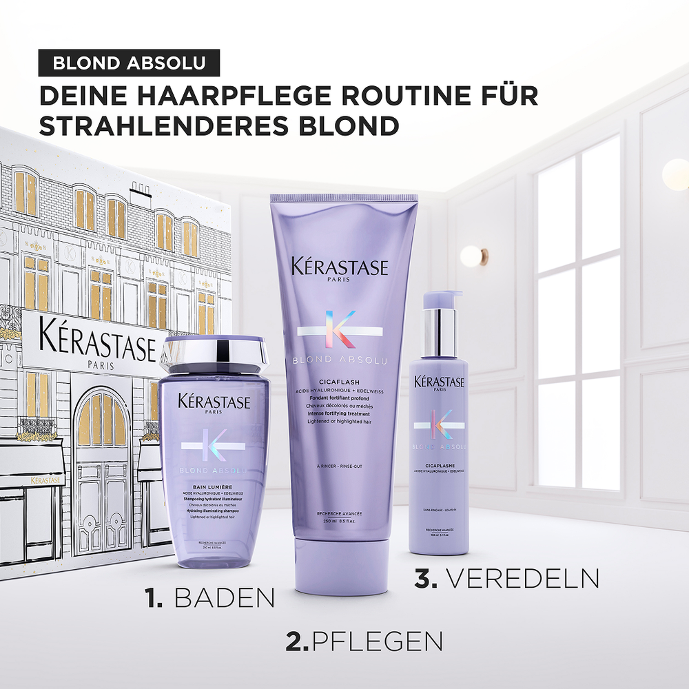 Kérastase Blond Absolu Fondant Holiday Set – Bain Lumière 250 ml + Cicaflash 250 ml + Cicaplasme 150 ml
