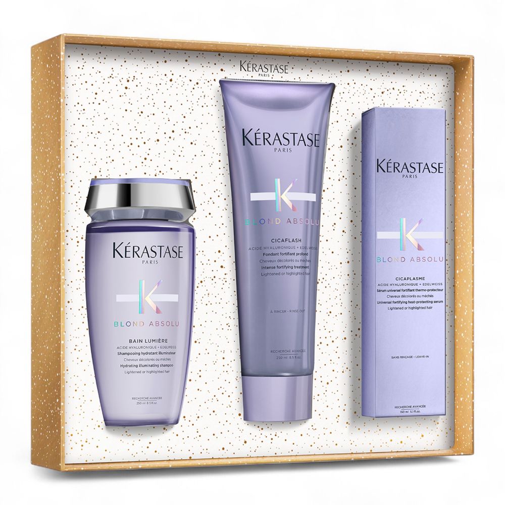 Kérastase Blond Absolu Fondant Holiday Set – Bain Lumière 250 ml + Cicaflash 250 ml + Cicaplasme 150 ml