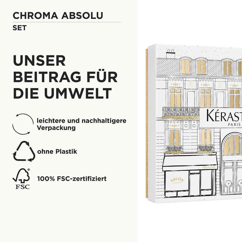 Kérastase Chroma Absolu Fondant Holiday Set – Bain Chroma Respect 250 ml + Fondant Cicachrome 200 ml + Chroma Thermique 150 ml